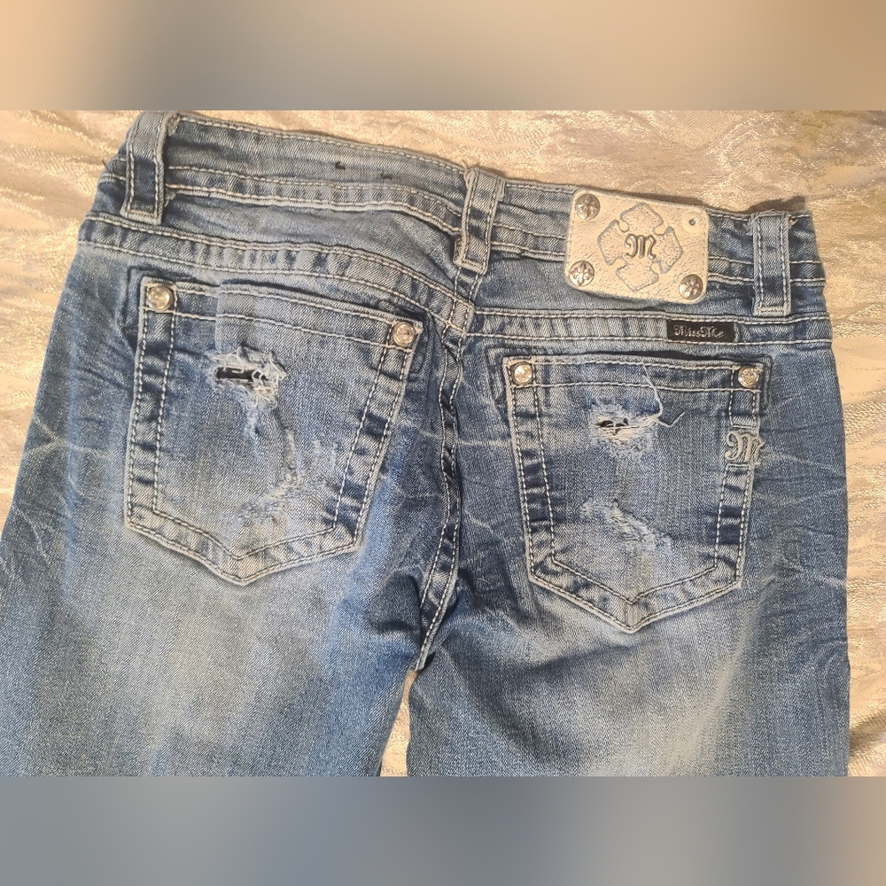 Miss Me Distressed Bootcut Blue Jeans Sz 30 X 35